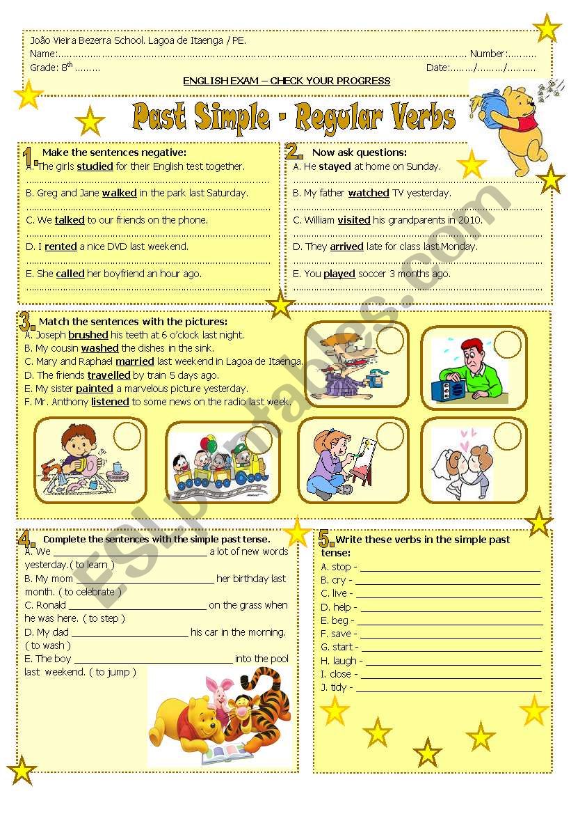 Past Simple Regular Verbs ESL Worksheet By 5839