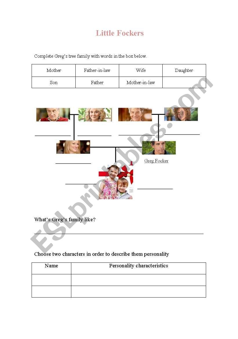 Little Fockers worksheet