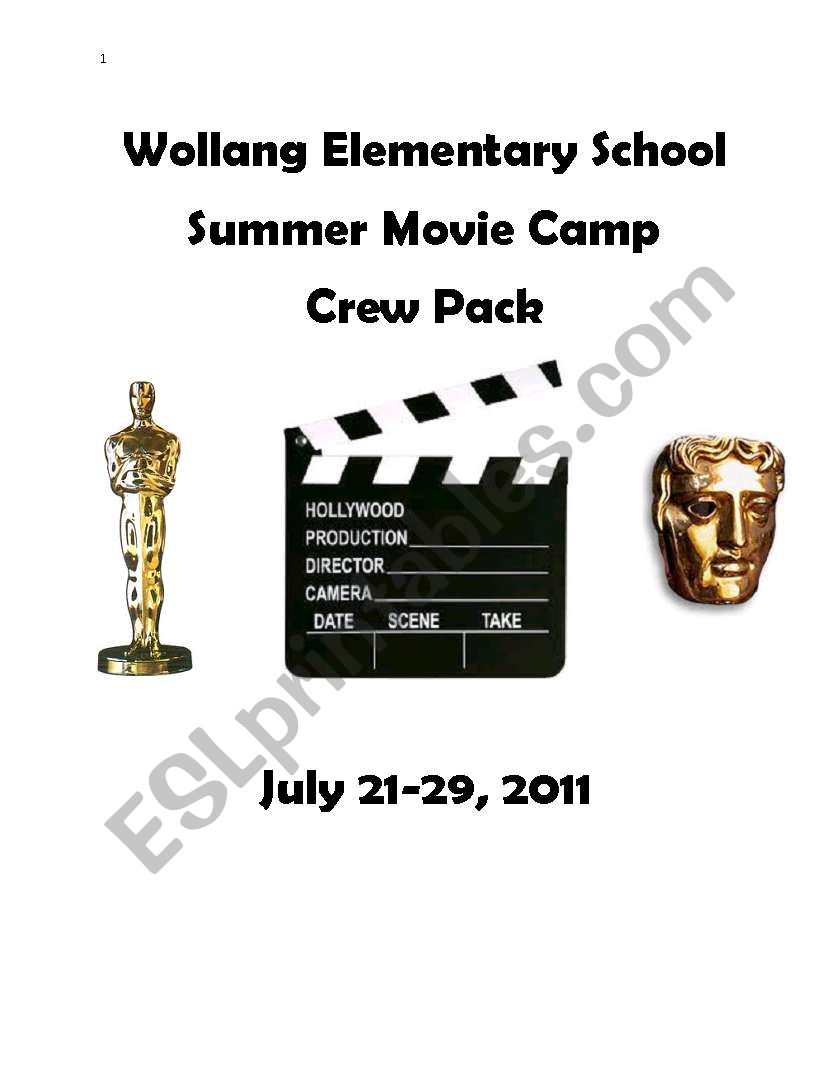 Summer Movie Camp worksheet