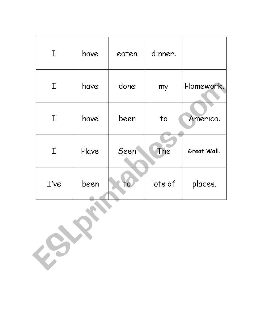 p/ perfect sentence cut up worksheet