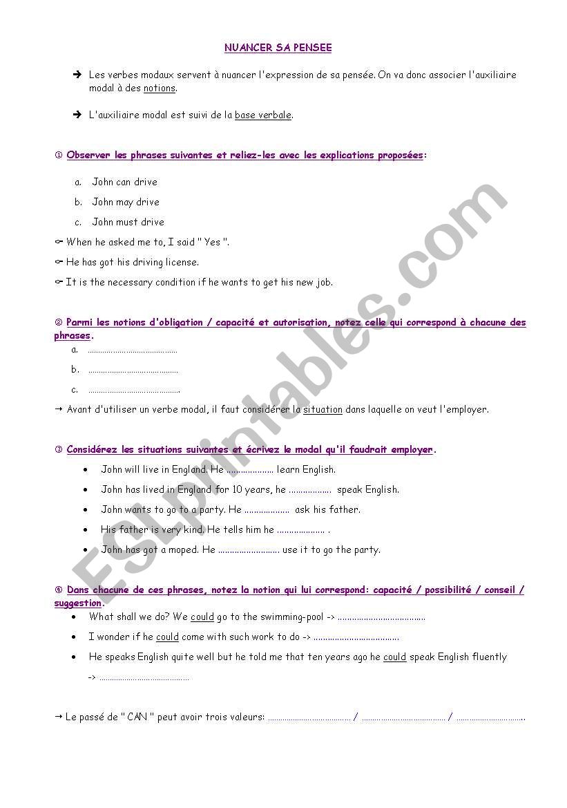 Modals worksheet