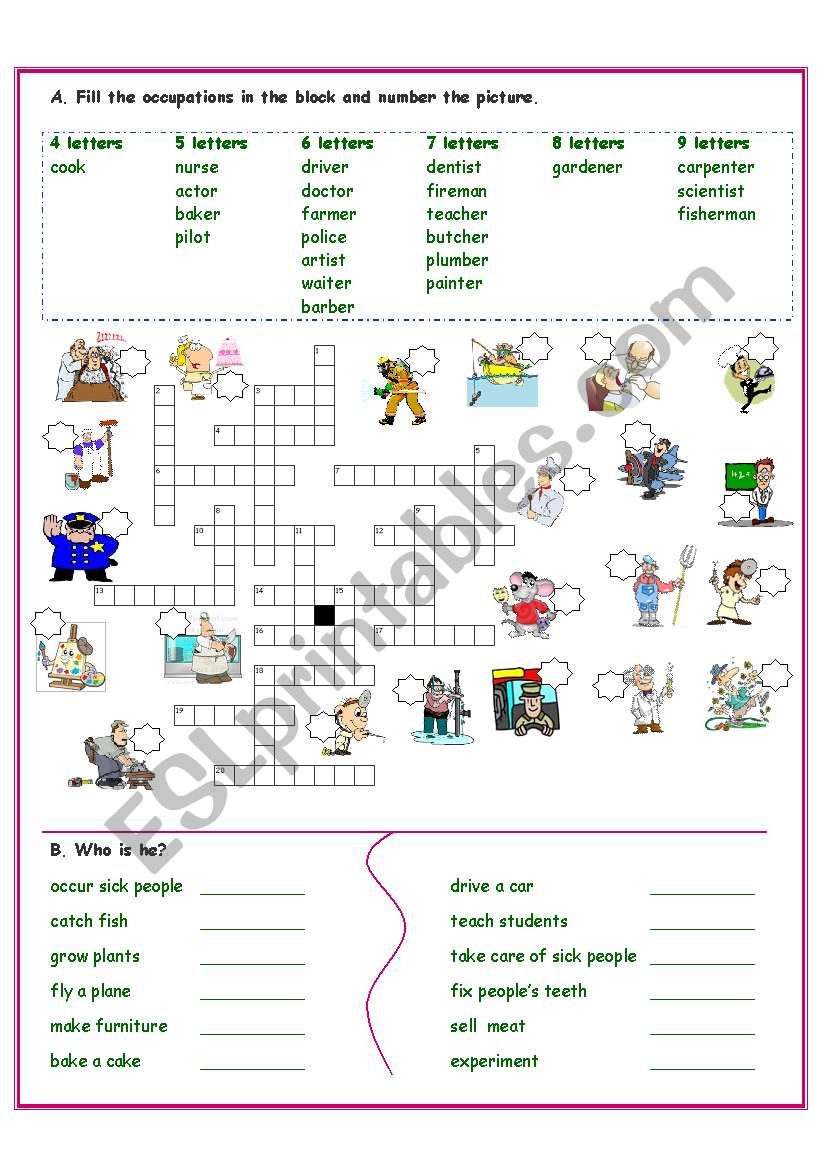 occupation worksheet