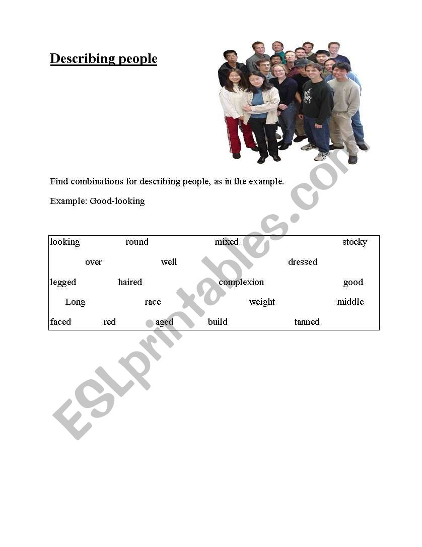 Describing people worksheet