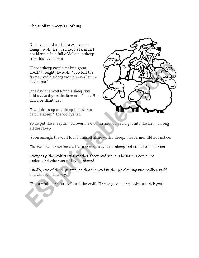 The Wolf in Sheeps Clothing worksheet