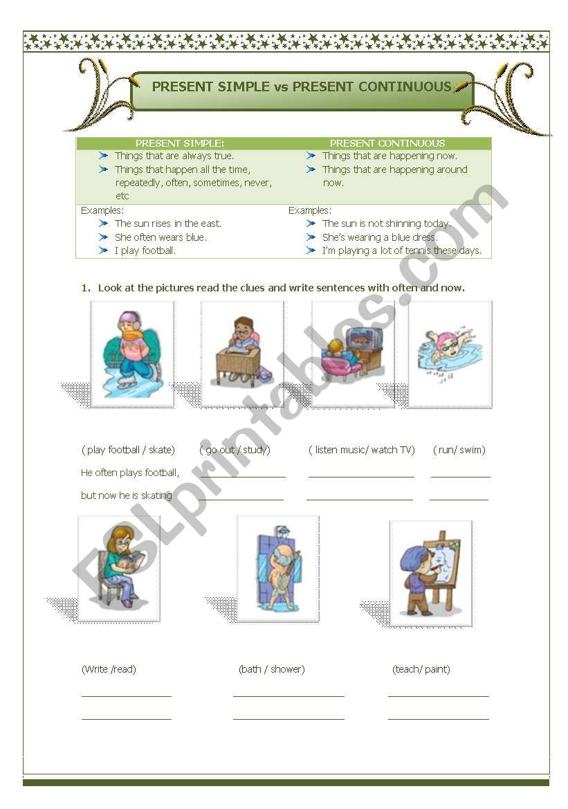 sim´ple present vs Continuous - ESL worksheet by bettyveron