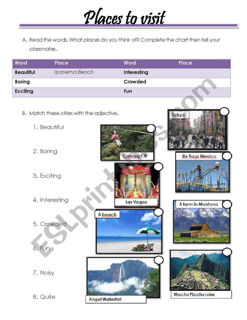 Places to visit II Part worksheet