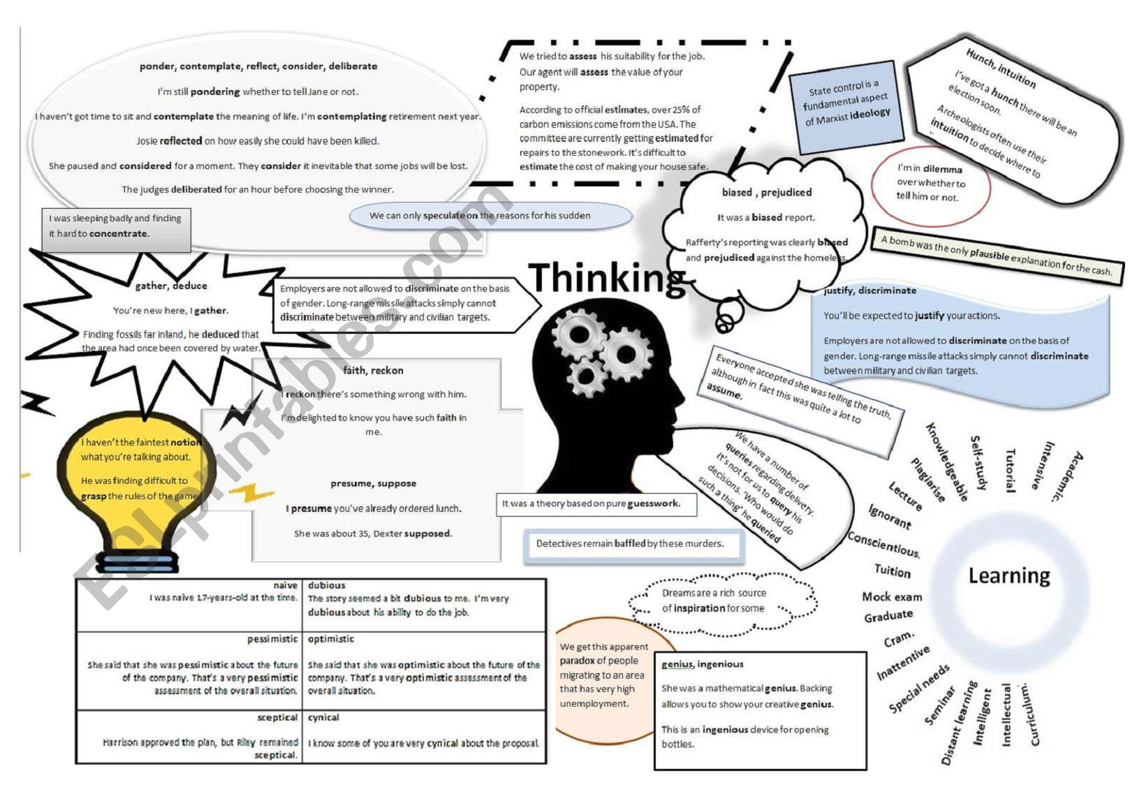 Thinking/Learning worksheet