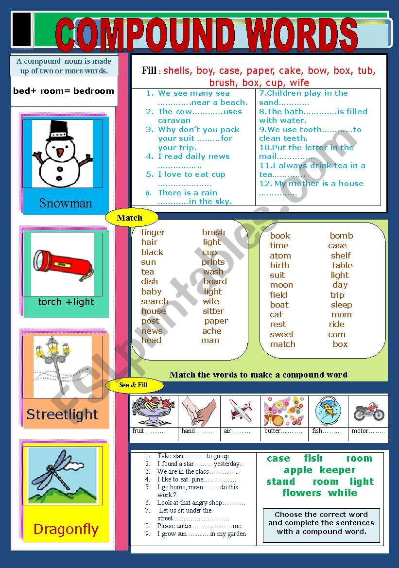 Compound Words ESL Worksheet By Jhansi