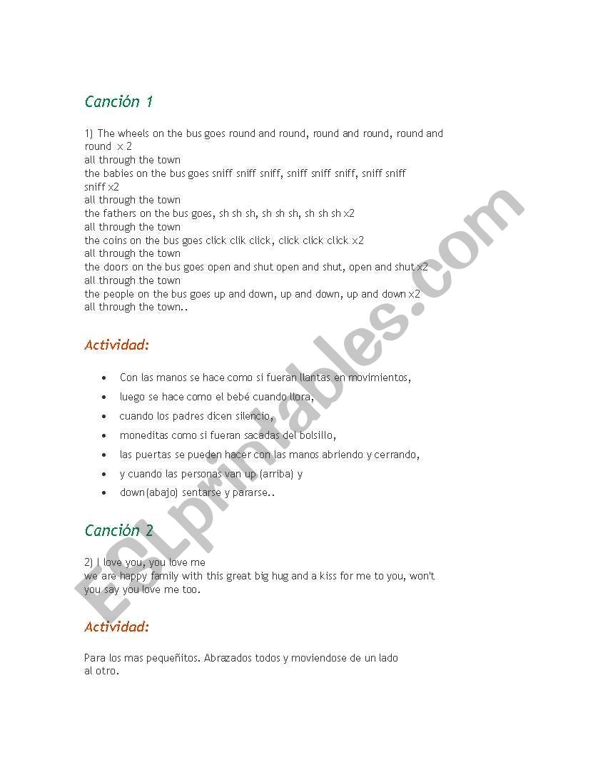 english songs worksheet