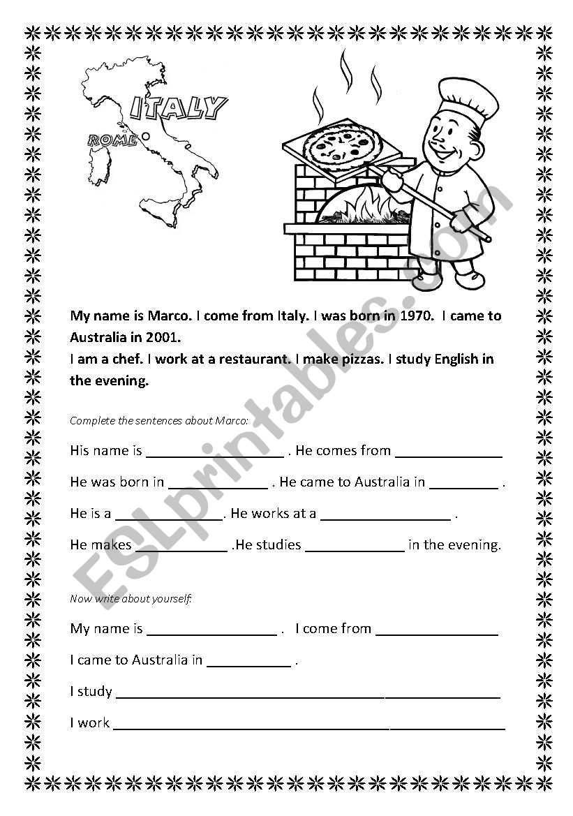 My name is Marco worksheet