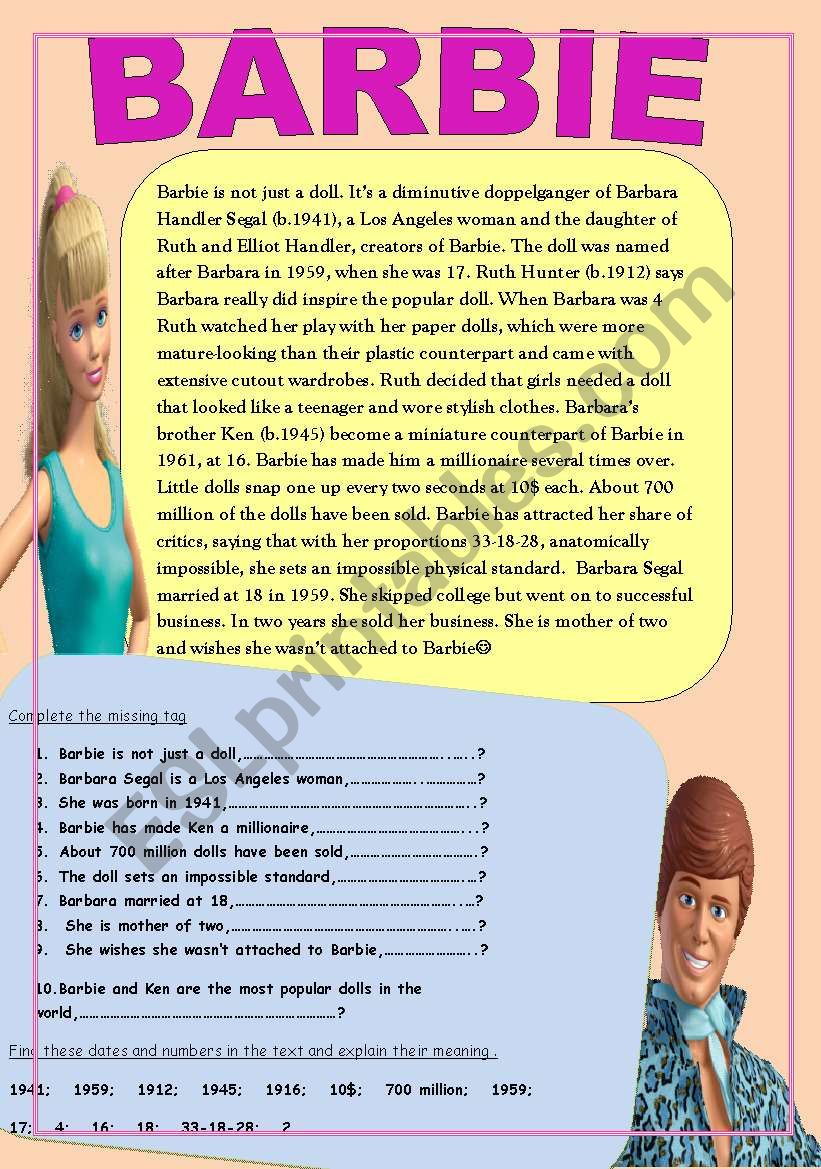 Barbie ESL worksheet by ivolga