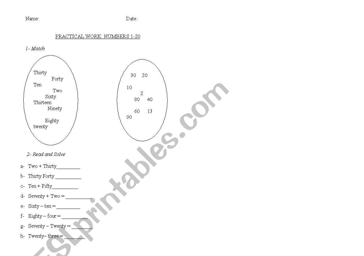 numbers1-100 worksheet