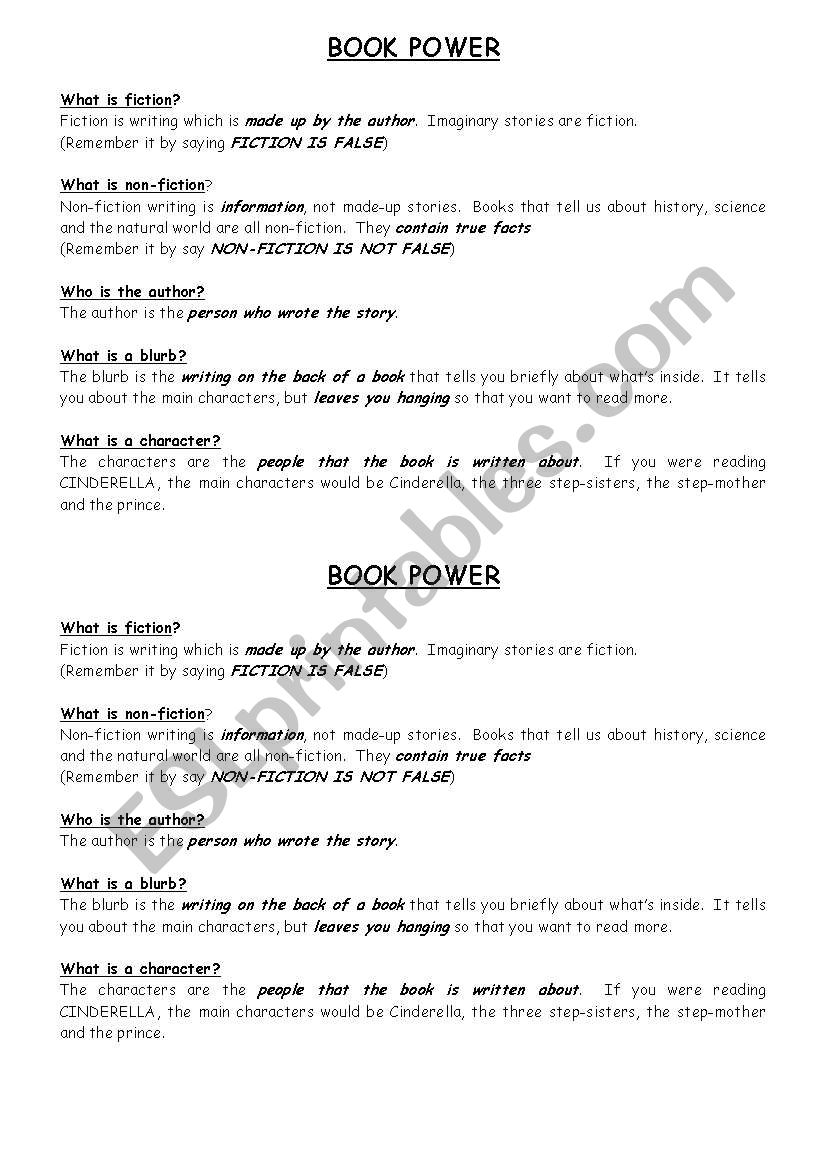 Book Review worksheet