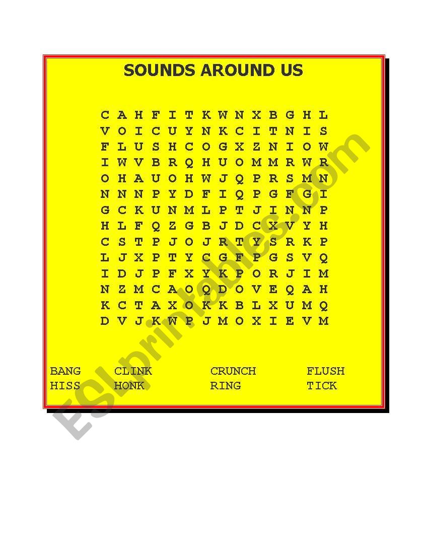 SOUNDS AROUND US word search worksheet