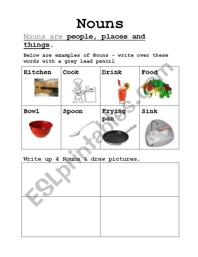 Nouns worksheet - food & cooking