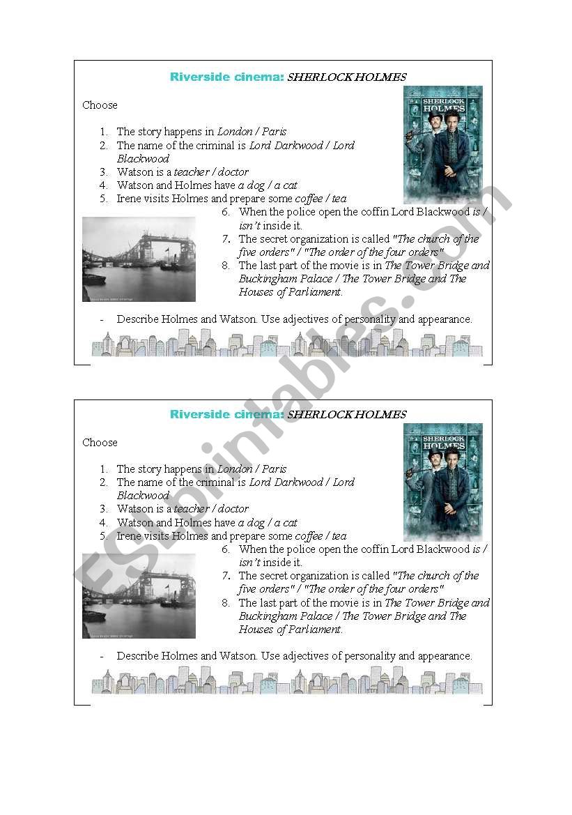 Sherlock Holmes worksheet