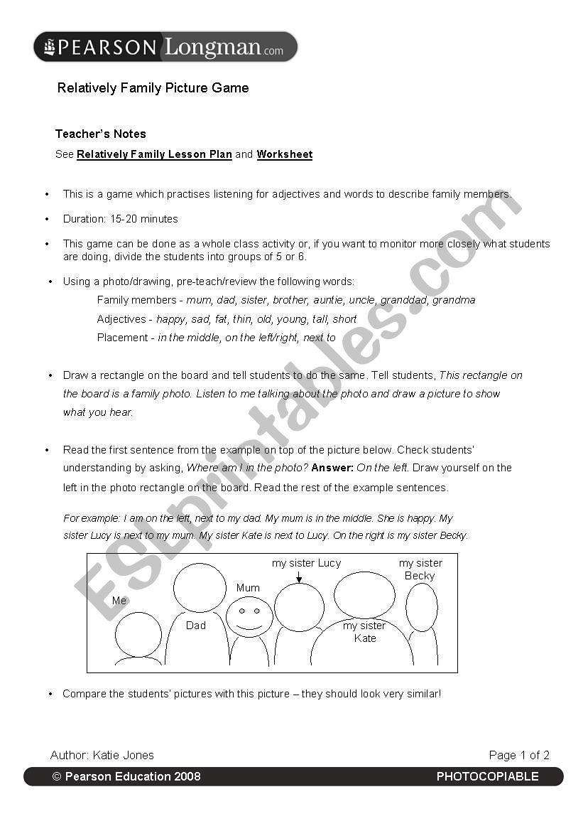 Family Picture Game worksheet