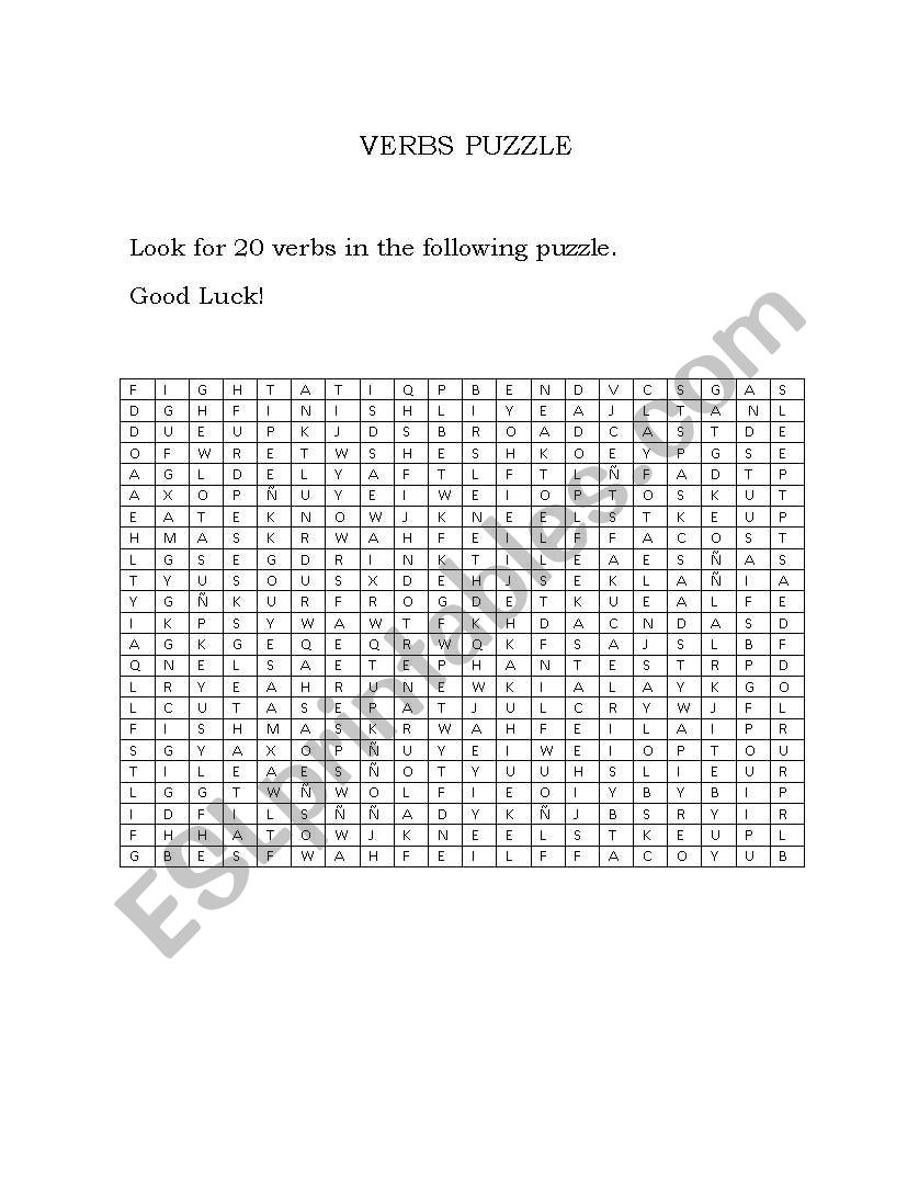 Verbs Puzzle worksheet