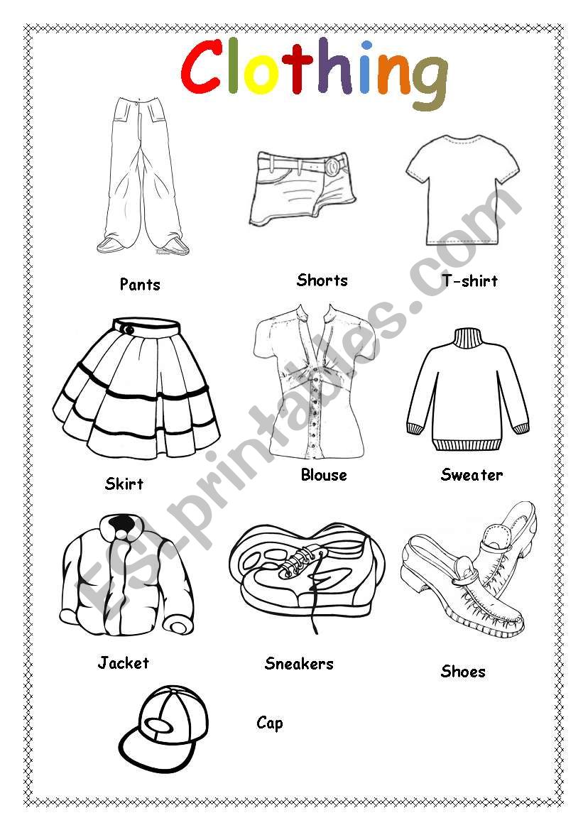 Clothing #1 worksheet