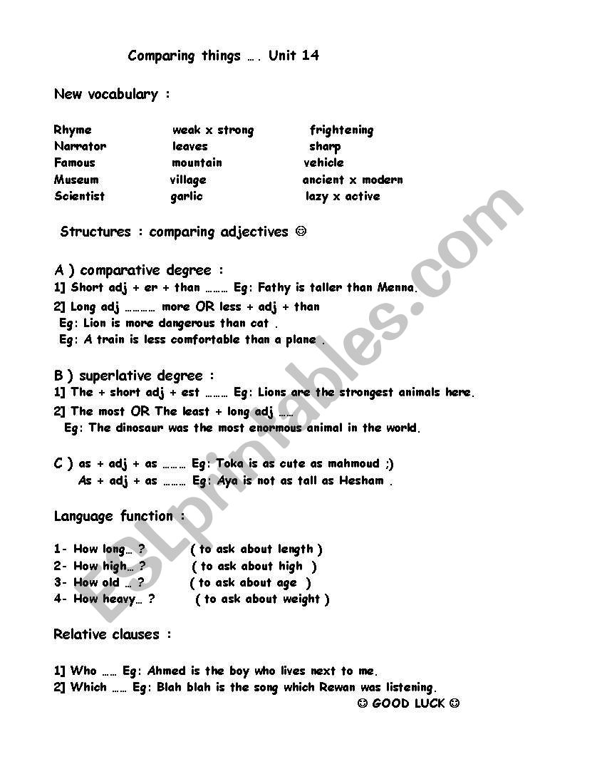 revision sheet grade 7 worksheet
