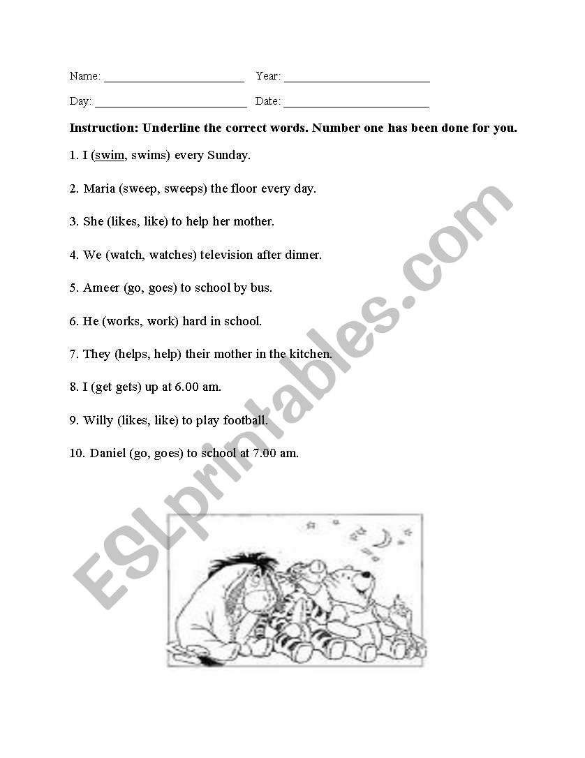 simple present tense worksheet