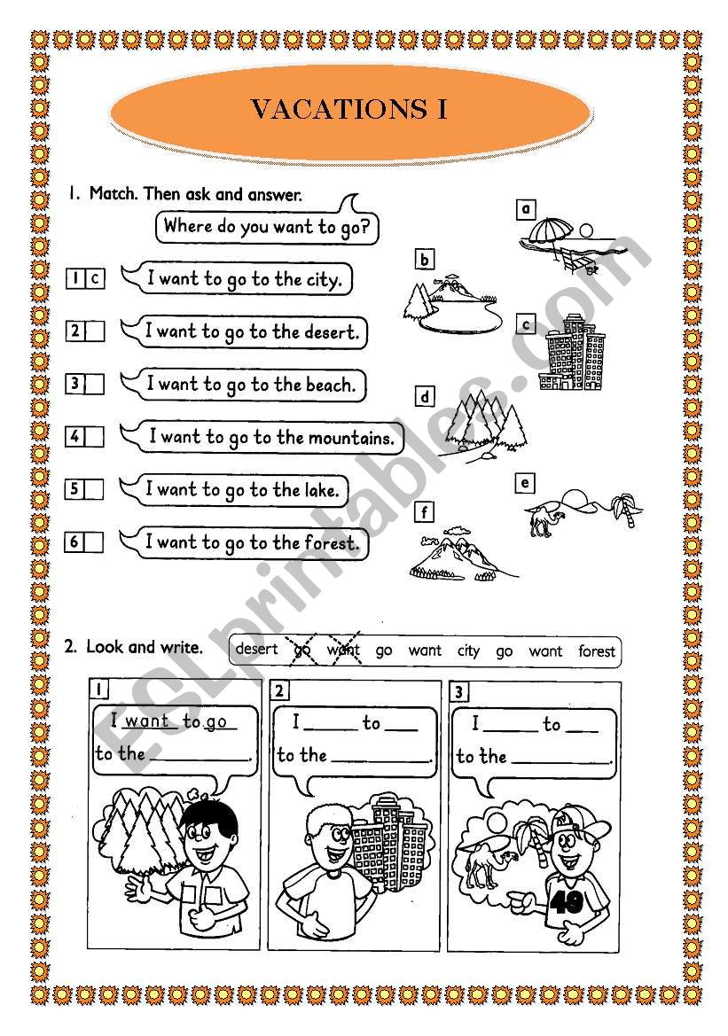 VACATIONS 1 ESL Worksheet By DIOS