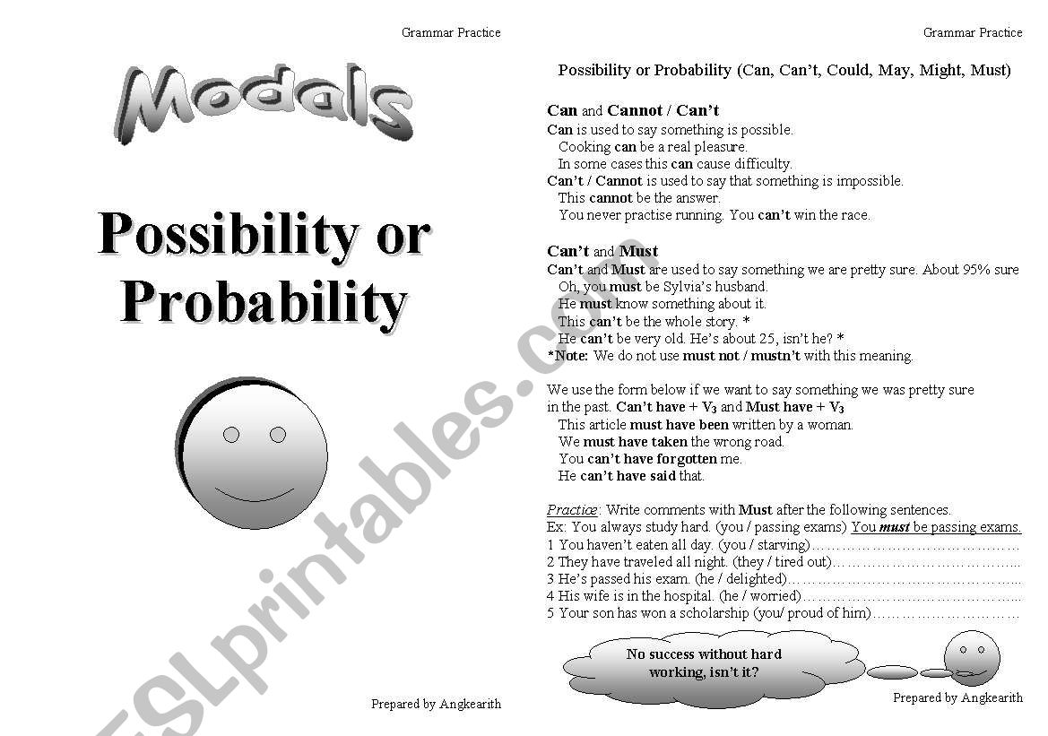 Modals worksheet