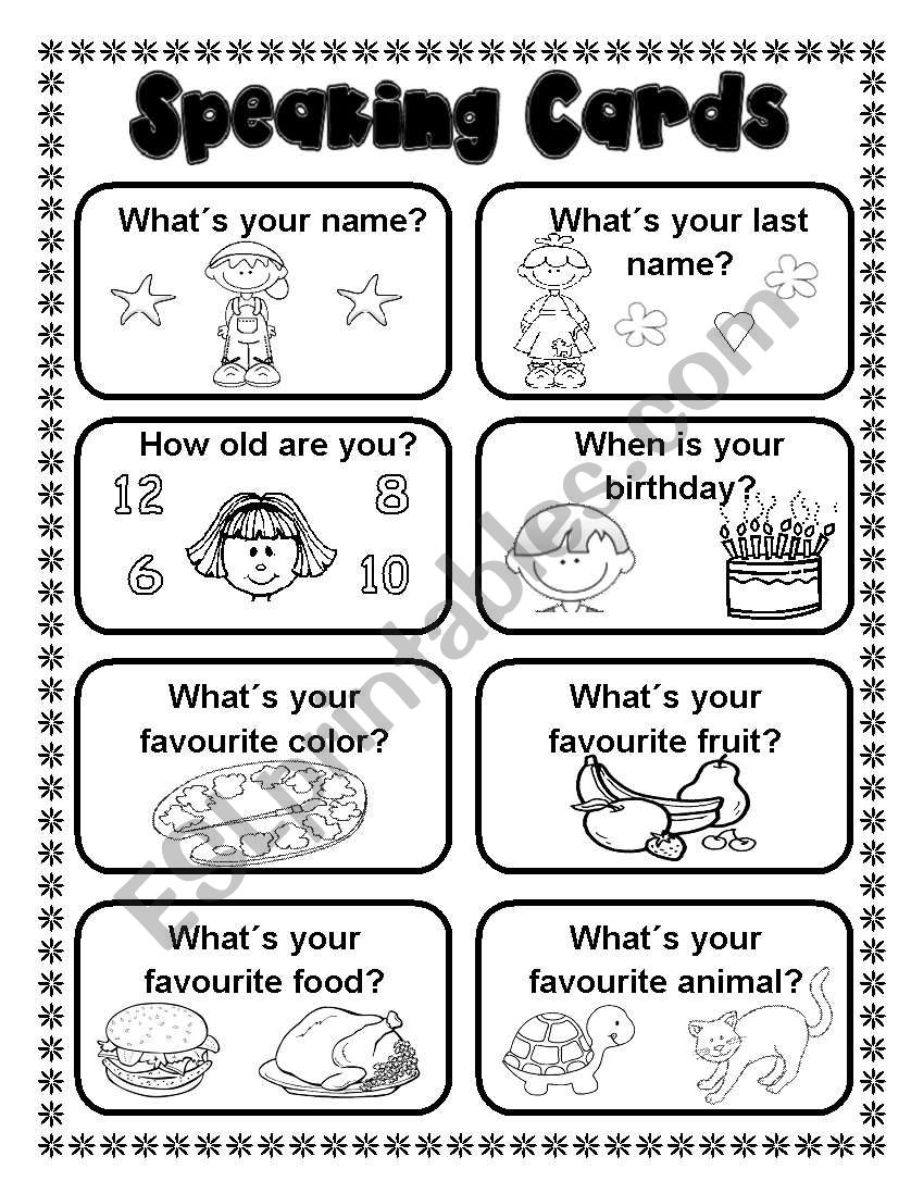 16 Speaking Cards 2 Pages Fully Editable ESL Worksheet By Lupiscasu