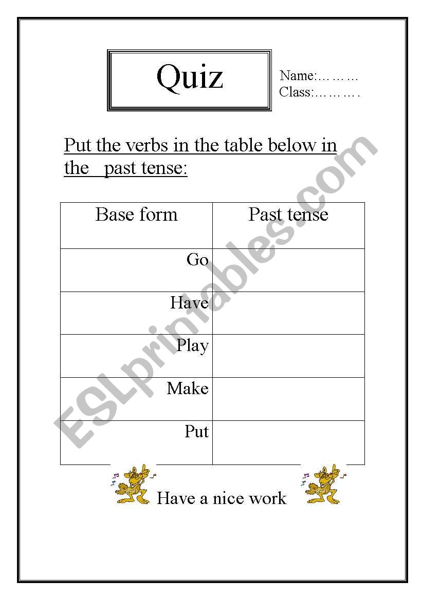 simple past worksheet