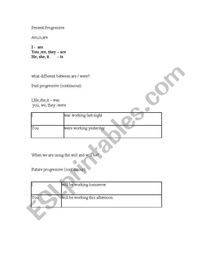 present progressive worksheet