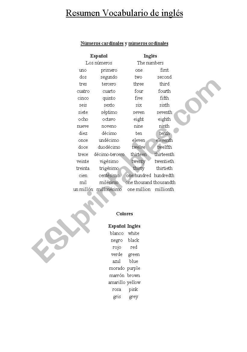 vocabulary for children worksheet