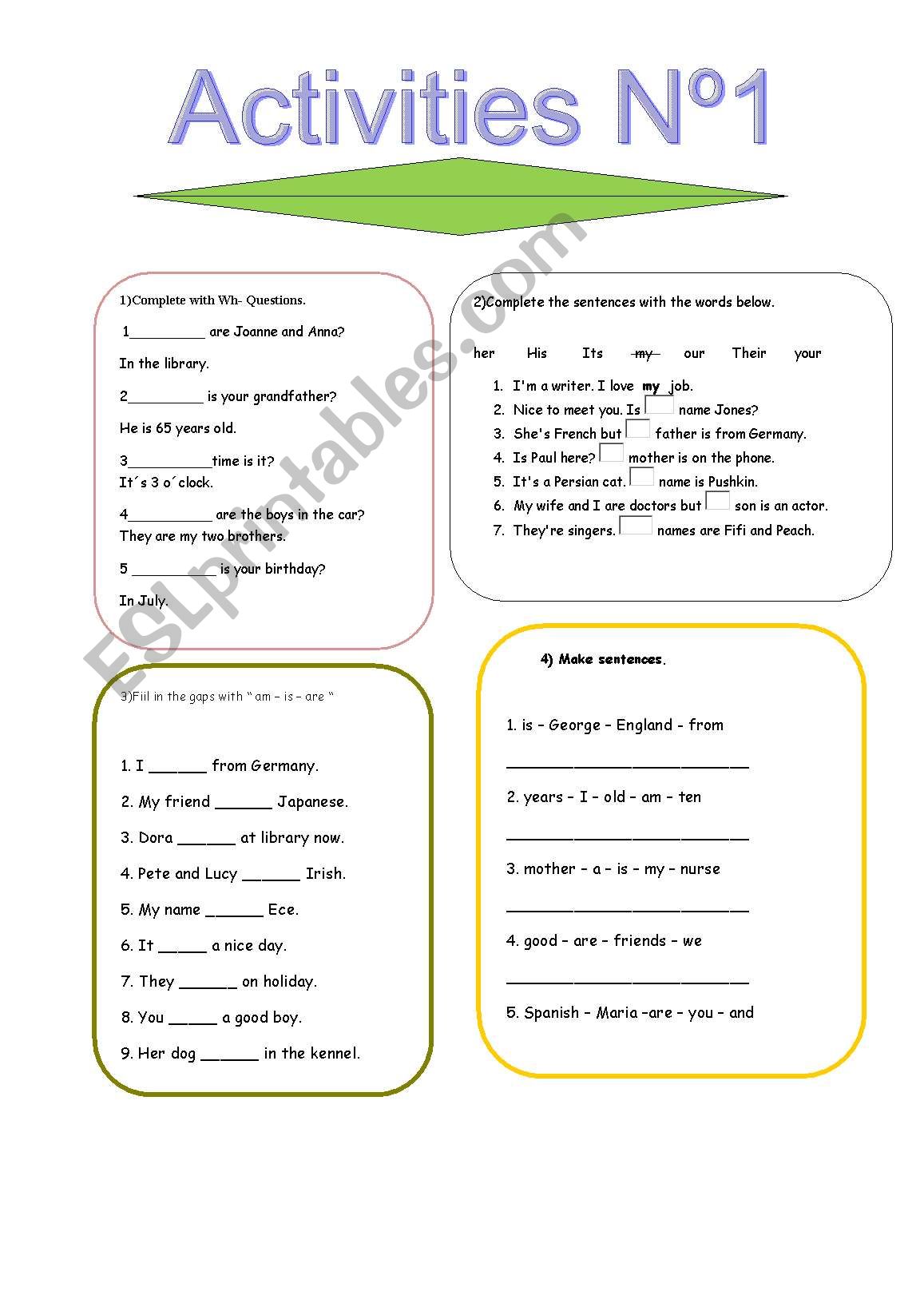 AcTivities N1 ( Review) worksheet