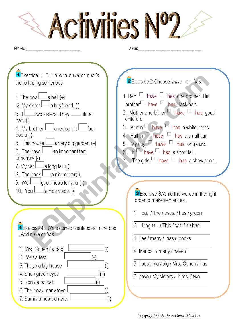 AcTivities N2 ( Review) worksheet