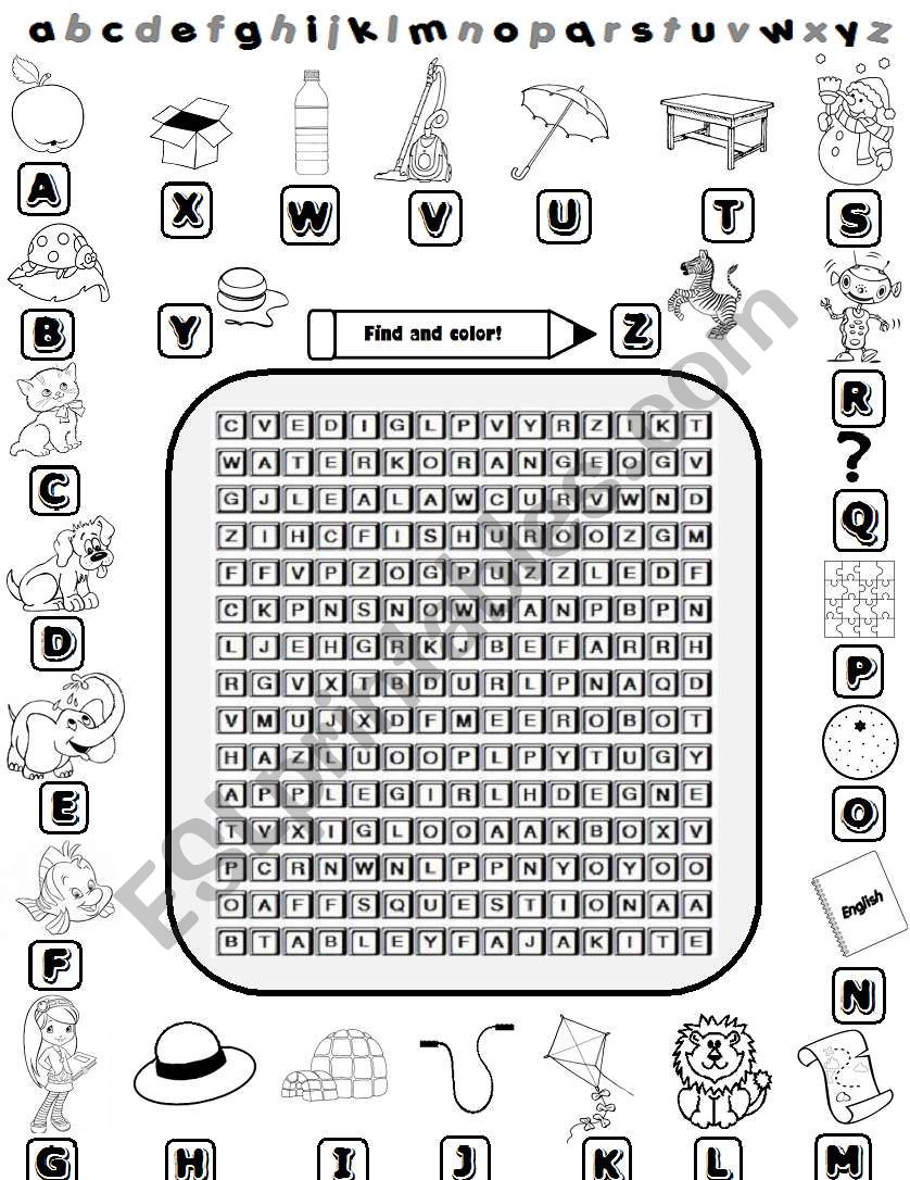 Alphabet word Search ESL Worksheet By Lucia13