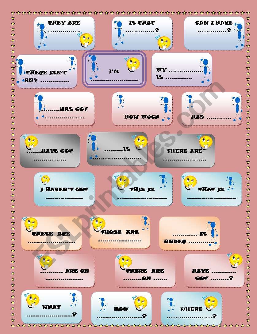 SPEAKING CARDS worksheet