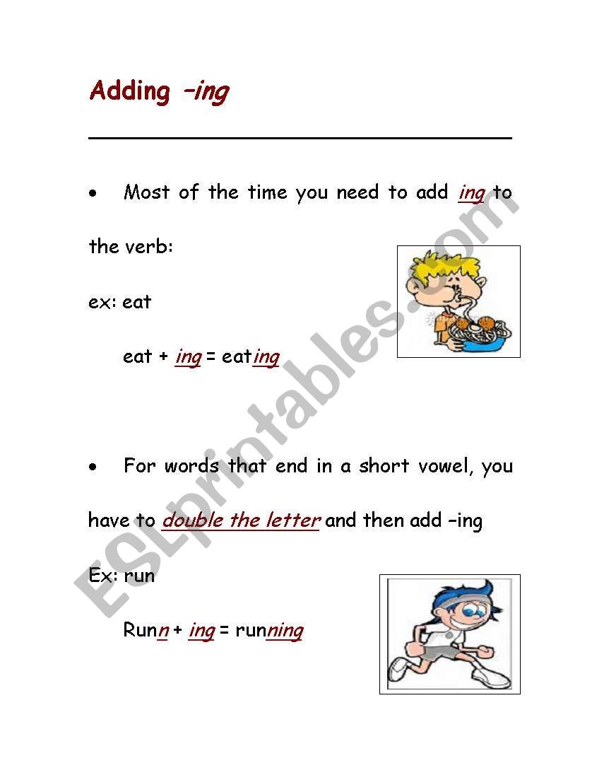 adding ing worksheet