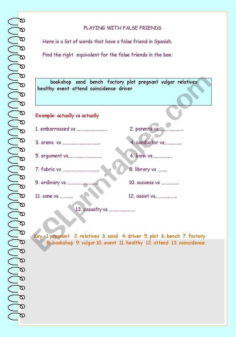 false friends 3 worksheet