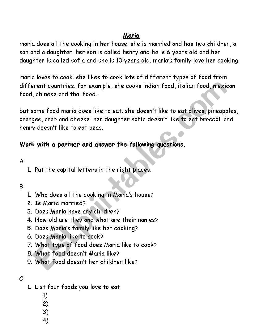 Maria´s House - ESL worksheet by kalsoom