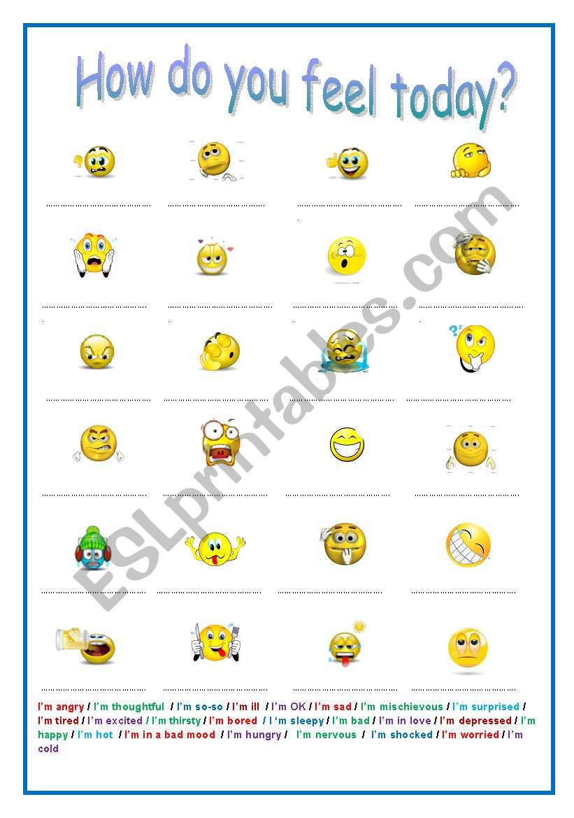 How do you feel today? - ESL worksheet by elo8577
