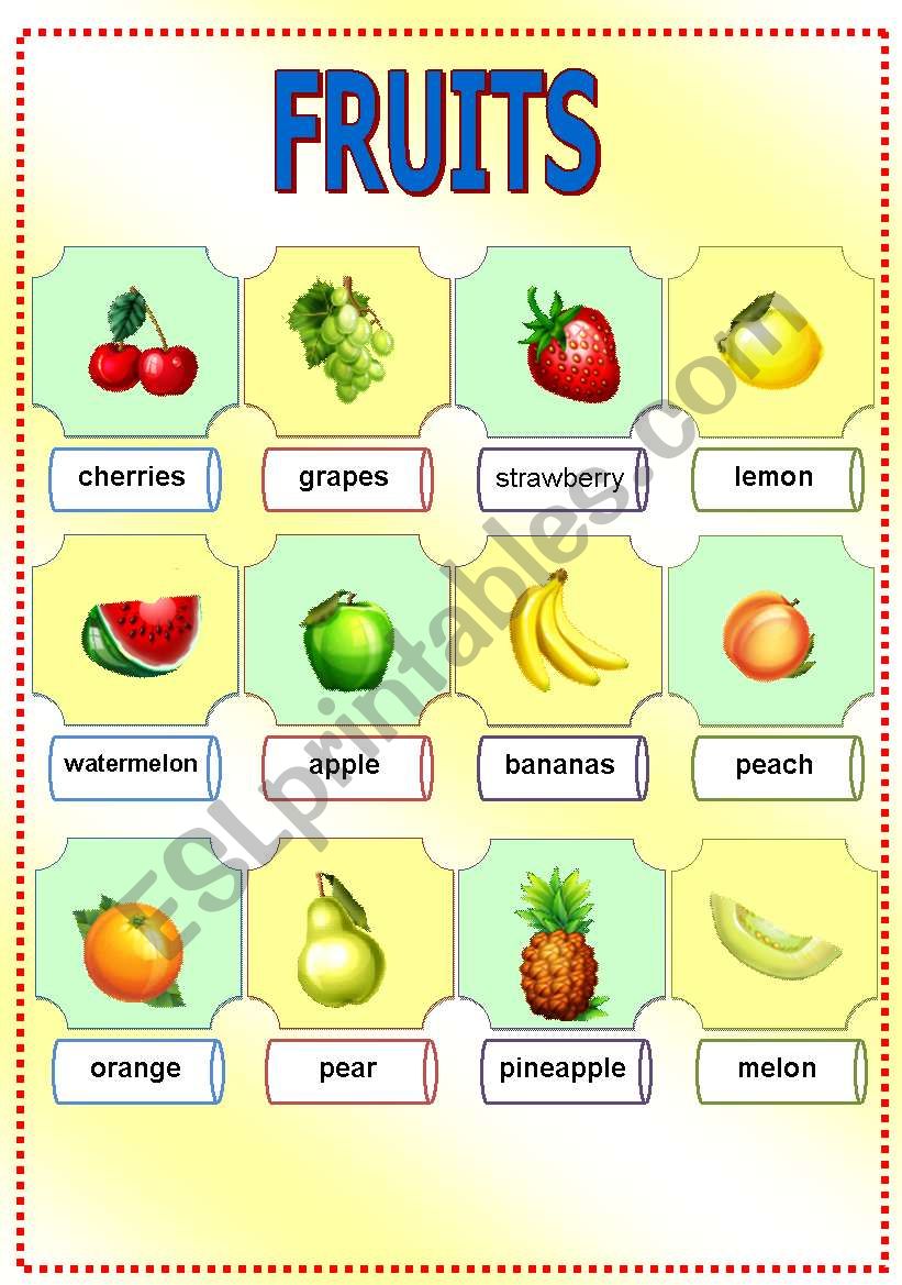 fruits pictionary worksheet