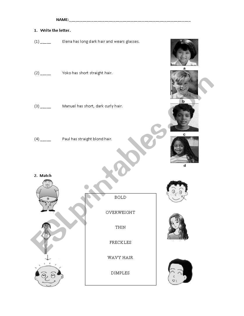 description worksheet worksheet