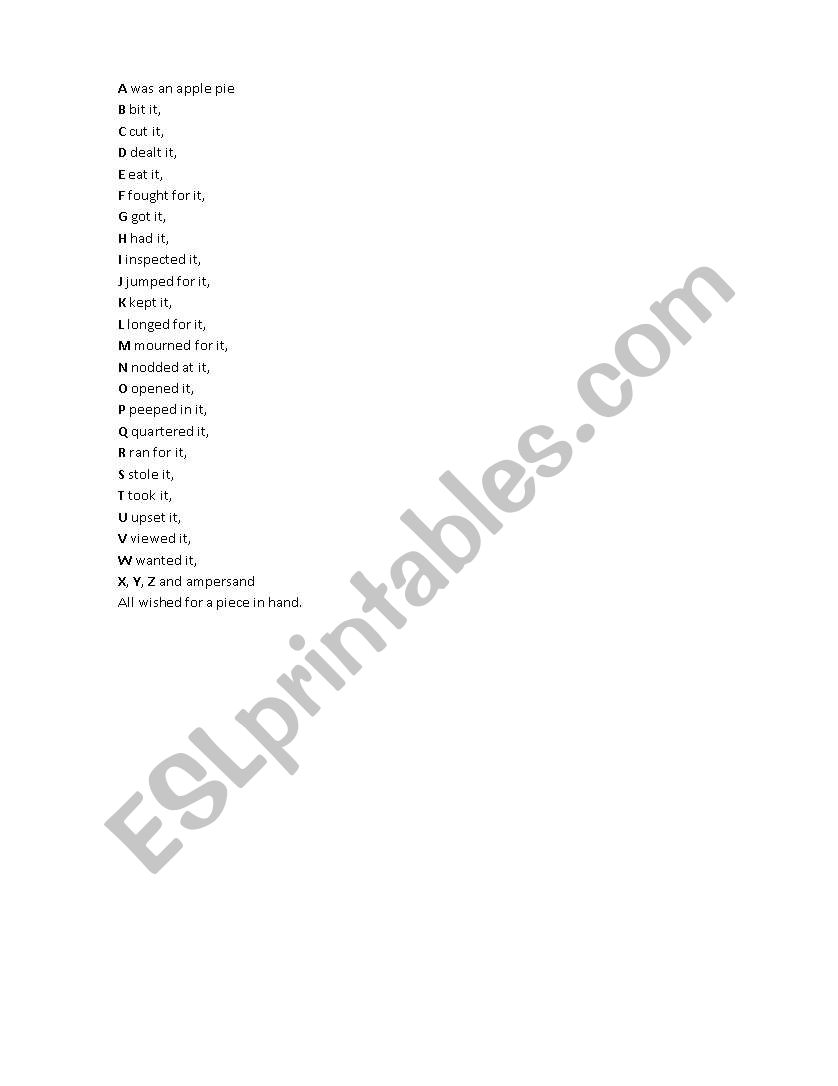 Alphabet poem worksheet