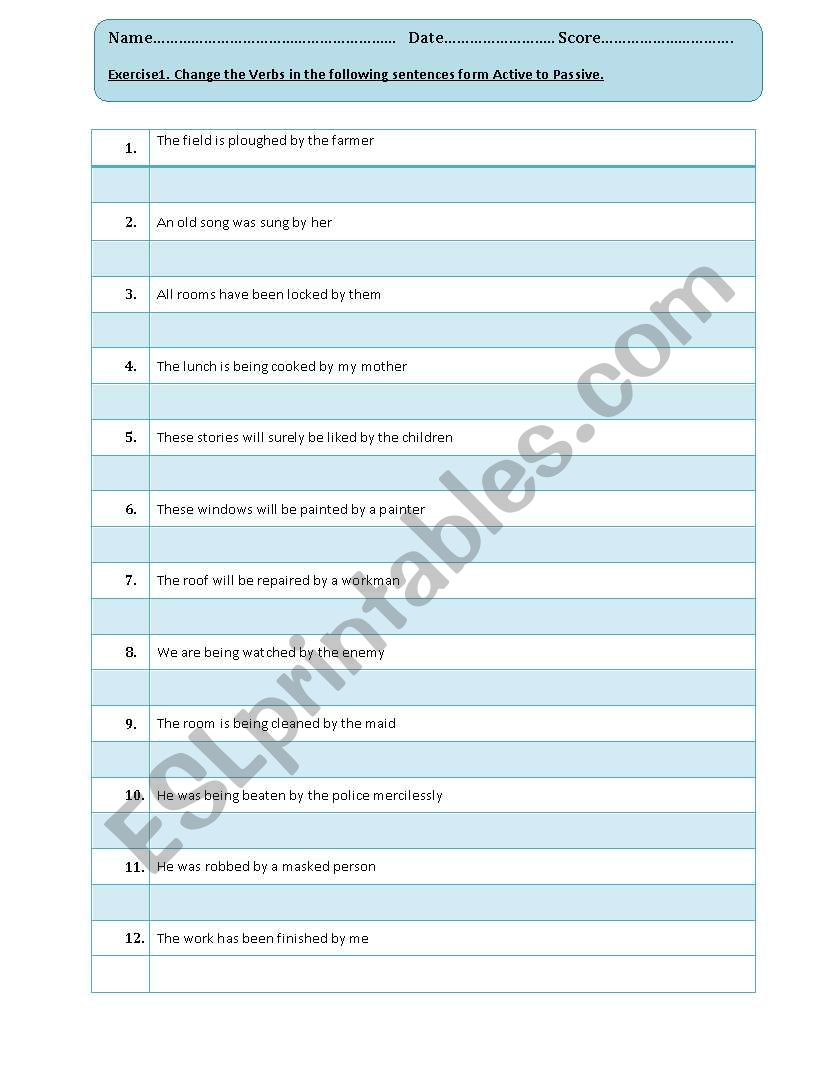 VOICE worksheet