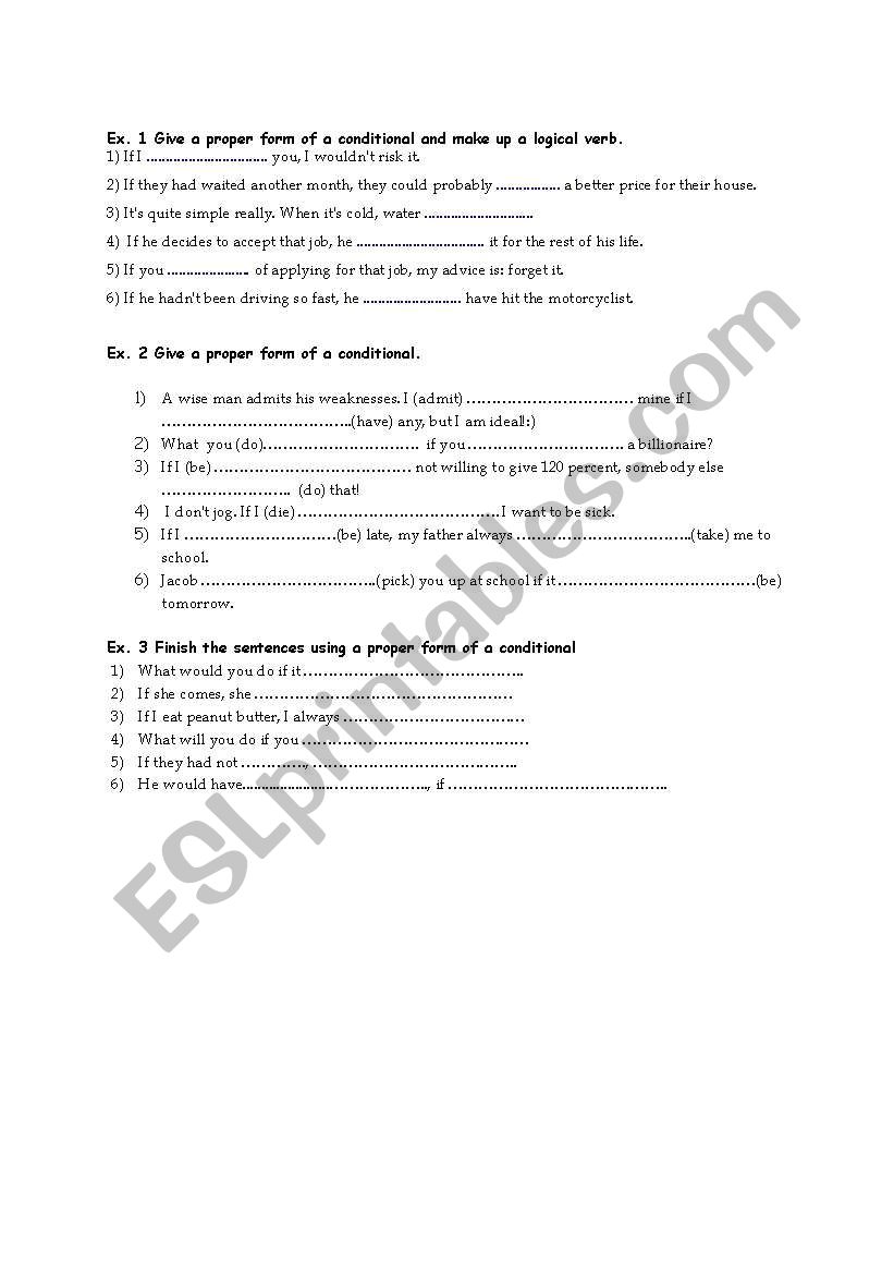 Conditionals worksheet