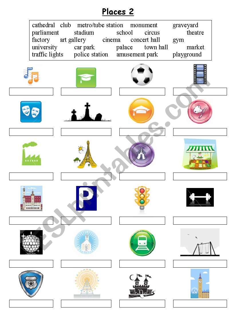 Places (2) - Matching worksheet