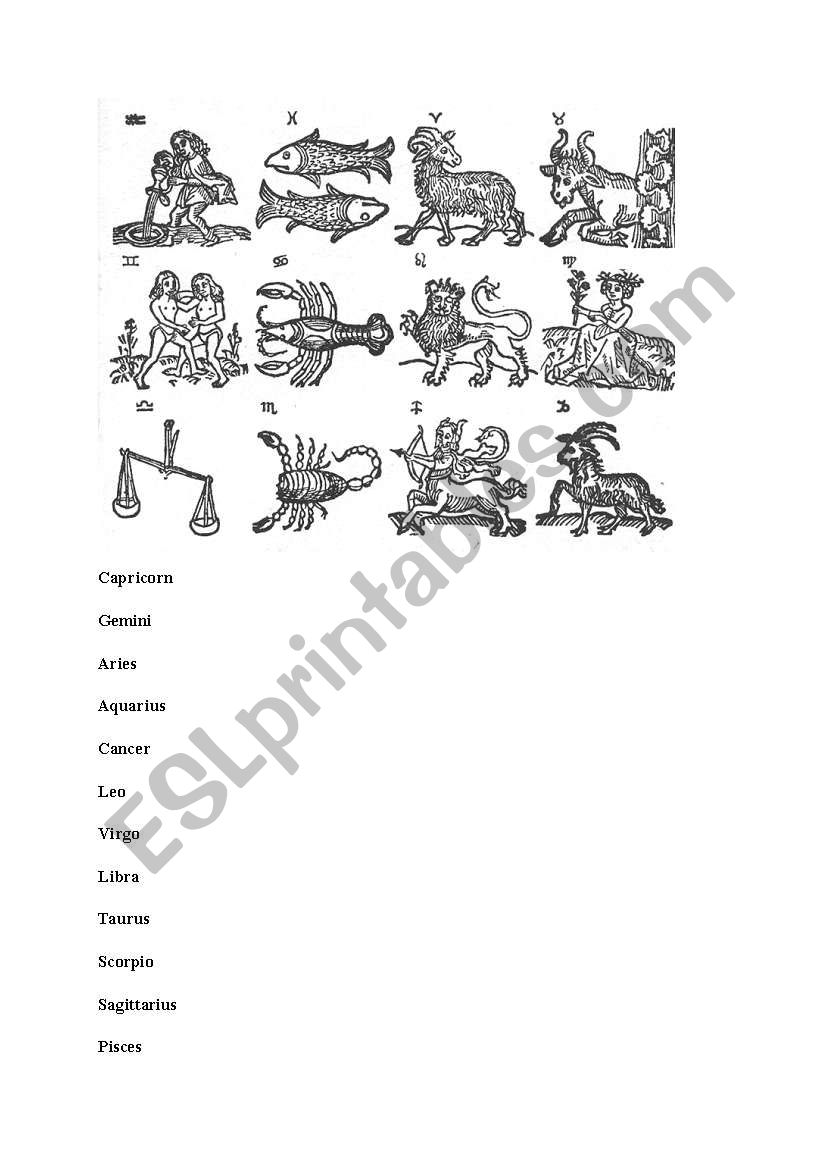 Star Signs worksheet