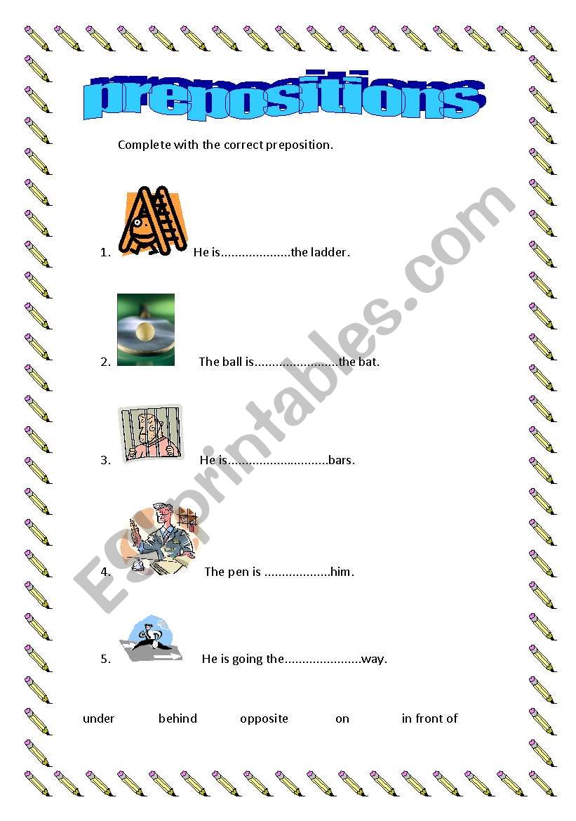 Prepositions worksheet