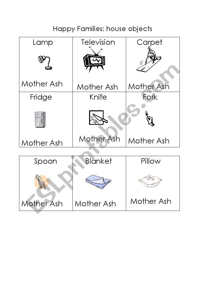 Happy families worksheet