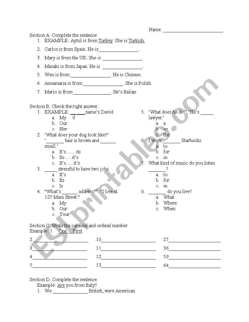 Elementary Assessment quiz/review