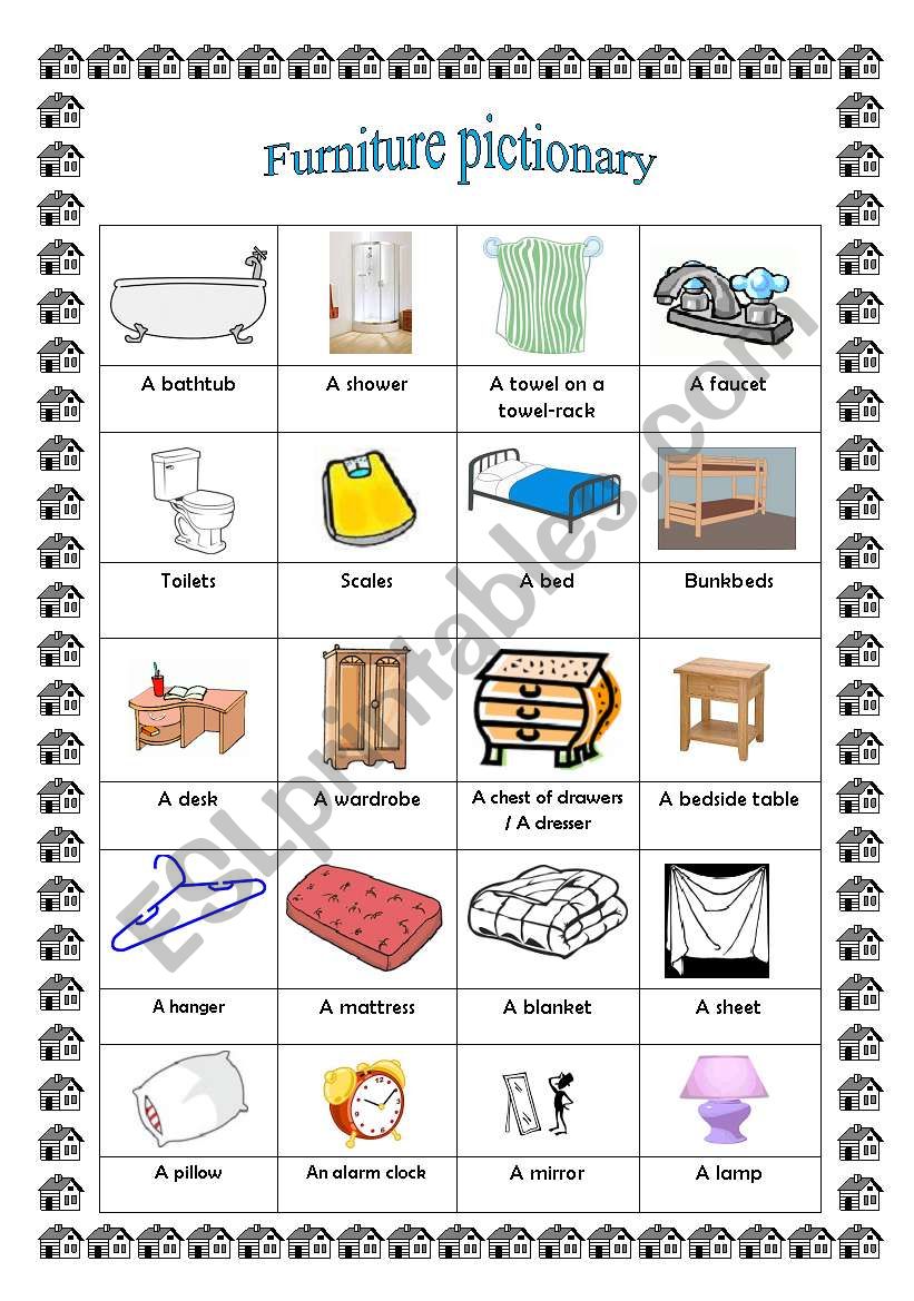 Furniture pictionary (4th part) - ESL worksheet by elo8577